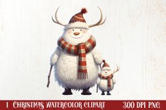 Cute Christmas Highland Cow Clipart, Christmas PNG Product Image 1