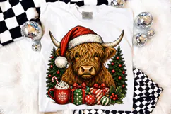 Cute Christmas Highland Cow Santa Hat PNG, Festive Holiday Product Image 2