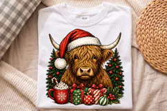 Cute Christmas Highland Cow Santa Hat PNG, Festive Holiday Product Image 4