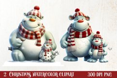 Cute Christmas Hippo Sublimation Clipart, Christmas Clipart Product Image 1