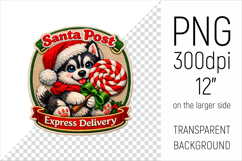 Cute Christmas Husky Patch-style Illustration. Perfect for Christmas-themed creations, apparel and mugs to greeting cards, stickers, gift tags, and more.