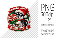 Cute Christmas Husky Patch-style Illustration. Perfect for Christmas-themed creations, apparel and mugs to greeting cards, stickers, gift tags, and more.