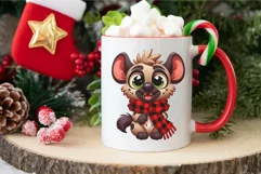 Cute Christmas hyena. Clipart, PNG. Product Image 4