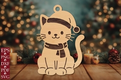 Cute Christmas Kitten Ornament SVG Product Image 1