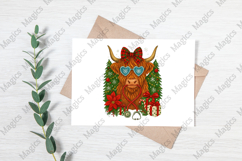 Cute Christmas Light Highland Cow Png Product Image 3