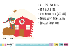 Christmas cardmaking clipart featuring adorable festive llamas