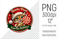 Cute Christmas Lynx Patch-style Illustration. Perfect for Christmas-themed creations, apparel and mugs to greeting cards, stickers, gift tags, and more.