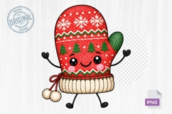 Cute Christmas Mitten Doodle PNG Clipart Printable Design Product Image 1