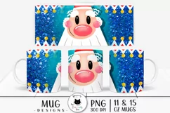 christmas wrap design with santa shown on mugs