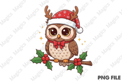 Cute Christmas Owl Clipart Sublimation Product Image 1