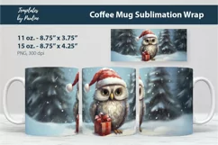 Cute Christmas Owl Coffee Mug Wrap for 15 oz Cricut Mug