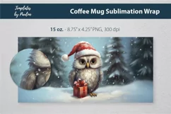 Cute Christmas Owl Coffee Mug Wrap for 15 oz Cricut Mug