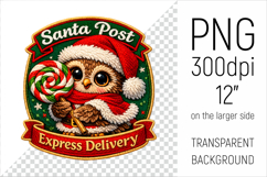 Cute Christmas Owl Patch-style Illustration. Perfect for Christmas-themed creations, apparel and mugs to greeting cards, stickers, gift tags, and more.