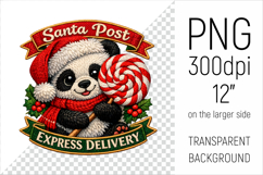 Cute Christmas Panda Patch-style Illustration. Perfect for Christmas-themed creations, apparel and mugs to greeting cards, stickers, gift tags, and more.