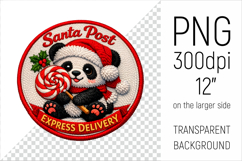 Cute Christmas Panda Patch-style Illustration. Perfect for Christmas-themed creations, apparel and mugs to greeting cards, stickers, gift tags, and more.