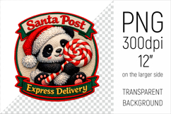 Cute Christmas Panda Patch-style Illustration. Perfect for Christmas-themed creations, apparel and mugs to greeting cards, stickers, gift tags, and more.