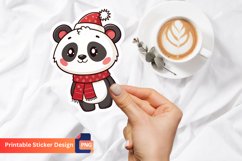 Cute Christmas Panda Sticker, Holiday Panda Sticker Product Image 1