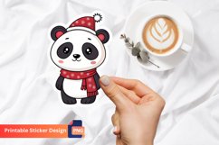 Cute Christmas Panda Sticker, Holiday Panda Sticker Product Image 1