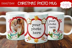 Cute Christmas photo mug wrap PNG, Hot cocoa mug template Product Image 1
