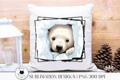 polar bear peeking png design shown on a pillow