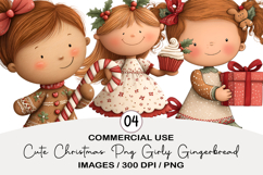 Cute Christmas Png Girly Gingerbread Clipart Product Image 1