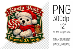 Cute Christmas Polar Bear Patch-style Illustration. Perfect for Christmas-themed creations, apparel and mugs to greeting cards, stickers, gift tags, and more.