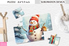 Watercolor Christmas Snowman| Sublimation Design for Puzzle Product Image 1