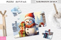 Watercolor Christmas Snowman| Sublimation Design for Puzzle Product Image 1