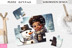 Smiling Snowman and Little Boy|Sublimation Design for Puzzle Product Image 1