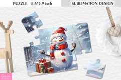 Watercolor Christmas Snowman| Sublimation Design for Puzzle Product Image 1