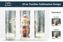 Cute Christmas bunny Skinny Tumbler Wrap for Sublimation