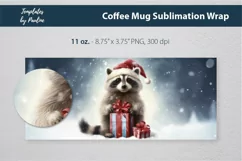 Cute Christmas Raccoon Coffee Mug Wrap for 11 oz Cricut Mug