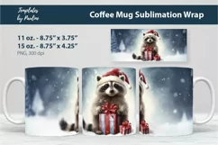 Cute Christmas Raccoon Coffee Mug Wrap for 15 oz Cricut Mug
