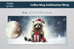 Cute Christmas Raccoon Coffee Mug Wrap for 15 oz Cricut Mug