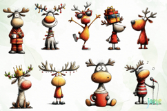 Cute Christmas Reindeer Clipart Bundle Product Image 7