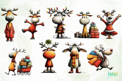 Cute Christmas Reindeer Clipart Bundle Product Image 6