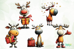 Cute Christmas Reindeer Clipart Bundle Product Image 8