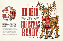Cute Christmas Reindeer Lights PNG - Oh Deer Shirt Art Product Image 1