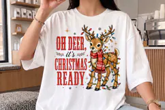 Cute Christmas Reindeer Lights PNG - Oh Deer Shirt Art Product Image 3