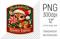 Cute Christmas Reindeer Patch-style Illustration. Perfect for Christmas-themed creations, apparel and mugs to greeting cards, stickers, gift tags, and more.