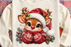 Cute Christmas Reindeer PNG | Santa Hat & Christmas Lights S Product Image 4