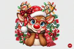 Cute Christmas Reindeer PNG, Funny Product Image 1