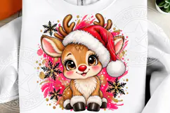 Cute Christmas Reindeer Santa Hat, Red Nose & Pink Winter Ho Product Image 1