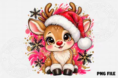 Cute Christmas Reindeer Santa Hat, Red Nose & Pink Winter Ho Product Image 2