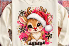 Cute Christmas Reindeer Santa Hat, Red Nose & Pink Winter Ho Product Image 4