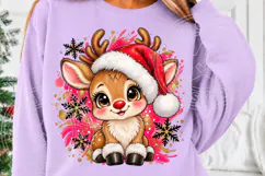 Cute Christmas Reindeer Santa Hat, Red Nose & Pink Winter Ho Product Image 5