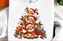 Cute Christmas Reindeer Trio Santa Hats & Christmas Gifts PN Product Image 2