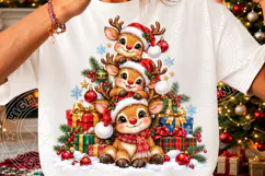 Cute Christmas Reindeer Trio Santa Hats & Christmas Gifts PN Product Image 3
