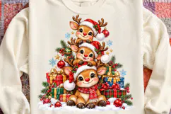 Cute Christmas Reindeer Trio Santa Hats & Christmas Gifts PN Product Image 4