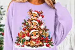 Cute Christmas Reindeer Trio Santa Hats & Christmas Gifts PN Product Image 5